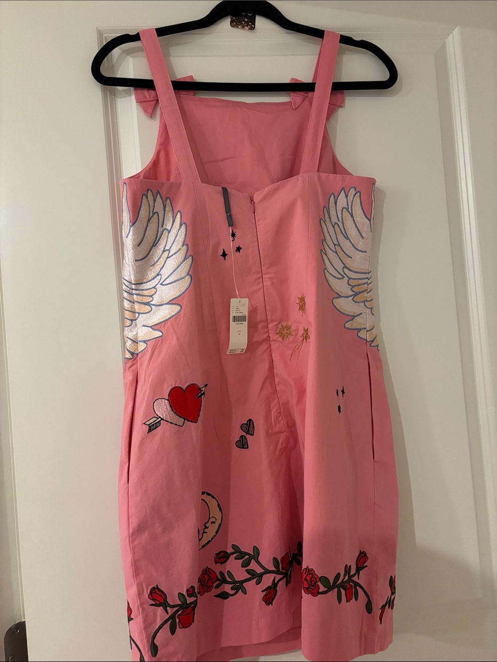 Anthropologie Pink Embroidered Swan Mini Dress - Picture 6 of 7